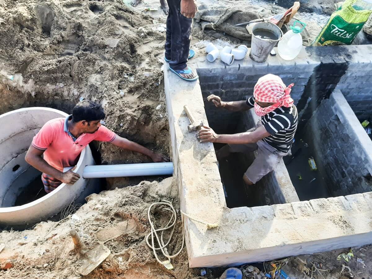 Connecting soak pit to the filtration system.