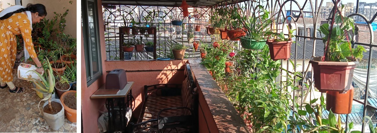 Balconies and pocket terraces in Lallubhai compound – a rehabilitation and resettlement colony (R&R) in Mankhurd, Mumbai. Photo by Priya Shinde/Transforming M Ward Project, TISS.