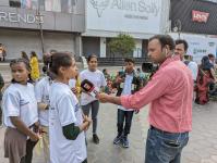 Young people voicing their public space needs during Patha Utsav (a celebration promoting non-motorized transport corridors) in Bhubaneswar.