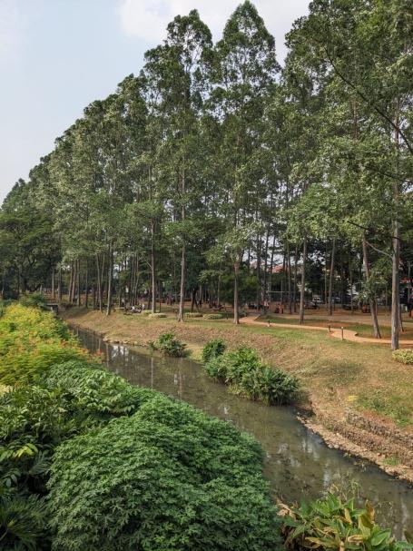A section of the revitalized and naturalized channel running through Jakarta’s Tebet Eco Park, able to accommodate increased runoff during periods of heavy rainfall. Photo by John-Rob Pool/WRI.