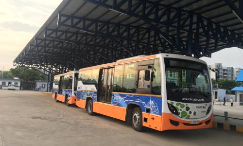 Public bus fleet in Ahmedabad, Gujarat. Photo: Neha Yadav/WRI India