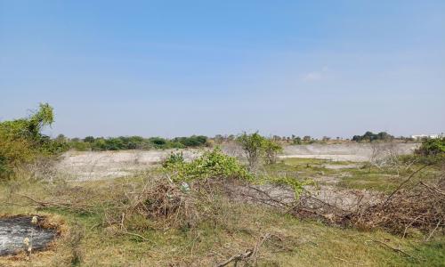 Climate risks such as insufficient rainfall completely upend livelihood opportunities for agriculture-dependent households. Seen in the picture is an area that used to be a community lake used for irrigation.