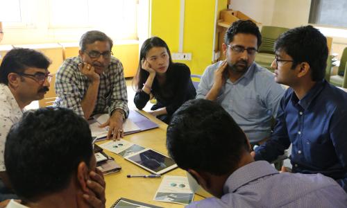 Karnataka State Road Transport Corporation discussing ideas proposed by start-ups for augmentation of bus systems at Better Bus bootcamp. Photo: WRI India