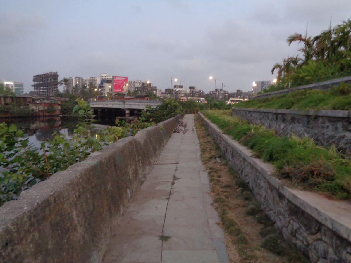 Potential for a natural riverbank on the other side of the artificial island